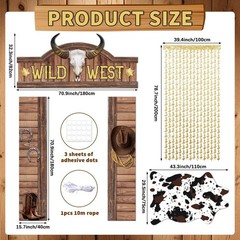 5Pcs West Cowboy Party Decorations Western Themed Saloon Door Banner Cowhide …