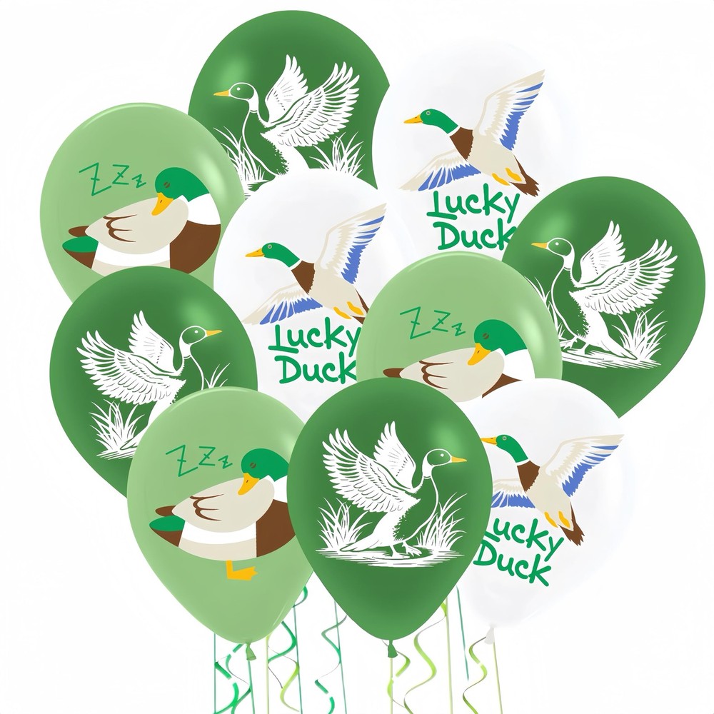30Pcs Lucky Mallard Duck Latex Balloons for Boys 1st Party/Lucky Duck Decorat…