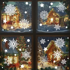 AHEONLAR 142PCS Christmas Window Static Cling Sticker, Snowflake White