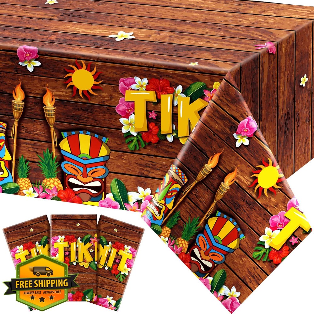 Frienda 6pc Tiki Tablecloth Luau Hawaiian Party Disposable Retro Decor