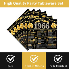 96 Pcs 60Th Birthday Decorations for Women Men, Black Gold Vintage Back in 1966