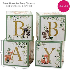 Woodland Baby Boxes with Letters for Baby Shower Decorations, Gender Reveal D…