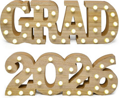 Grad 2026 Light up Sign LED Marquee Letters Graduation Decor Lighted Wooden Sign