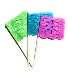 Set of 24 Pcs Multi-Colored Mini Mexican Paper Papel Picado Tissue Banner Fla…