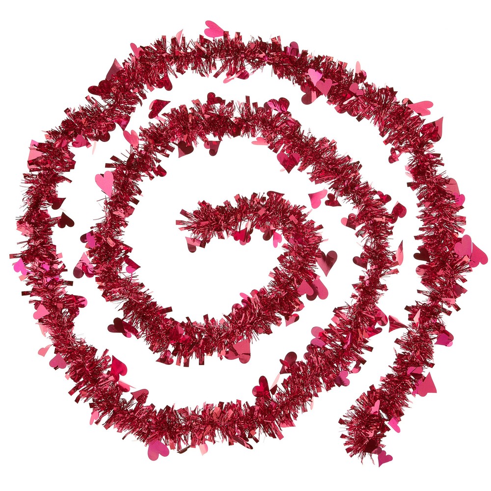 Heart Tinsel Garland, Red, 8′, Valentine’s Day by Way To Celebrate