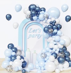 Blue Balloon Kit Blue White Chrome Confetti Luxury Party Decor