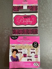 Princess queen pink & black party supplies kit box birthday tiara crown sign