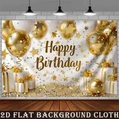 2D flat banner 1x birthday party backdrop,Happy birthday with Golden background☋
