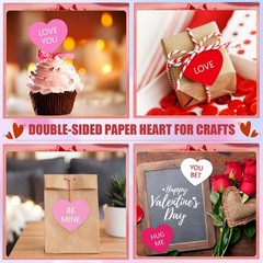 60 PCS 6 Inch Large Heart Cutouts Paper Conversation Hearts Pink Gradient DIY