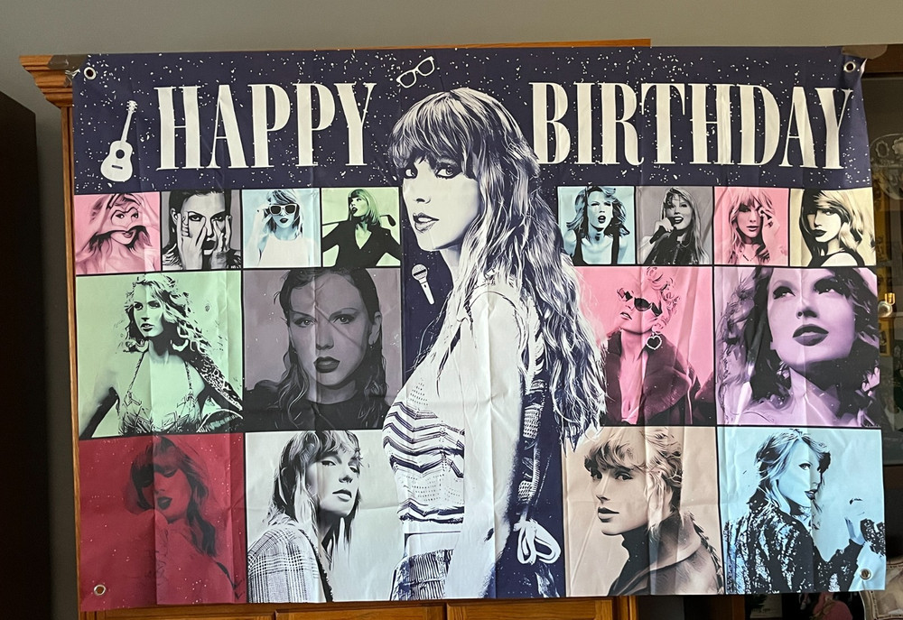 Taylor Swift Eras Tour Happy Birthday Banner Celebration Wall Hanging 4.9×3.3FT