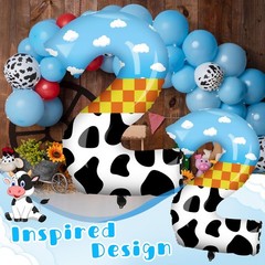 40 Inch Toy Inspired Number 2 Balloon Large Blue Sky and White Cloud Cow Cart…