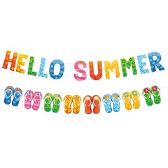 Hello Summer Colorful Flip Flop Banner Beach Pool Slippers Garland Decorations
