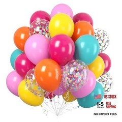 60PC Balloons Set, Colorful Balloons, 12 Inch Bright Color Yellow Rainbow