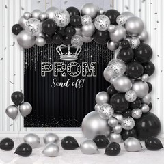 AIBIIN 125 PCS Prom 2026 Party Decorations Black Silver Prom Send Off Graduat…