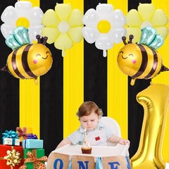 Happy 1st Bee Day Decorations Daisy Bee Balloons So Sweet to Bee Bumble Bee F…