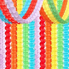 12Pcs Rainbow Red Orange Green Blue Purple Streamers Garland – Colorful Theme…