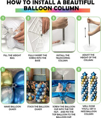 Balloon Column Stand Kit Sets of 2, 7 Feet Height Adjustable Balloon Tower Pilla