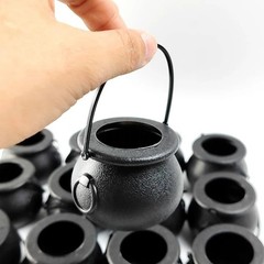 2/6/12PCS Mini Witch Cauldron Pots with Handle Halloween Candy Bowl Holders