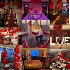 Valentines Day Balloons Kit Anniversary Decorations with Love Foil Balloons