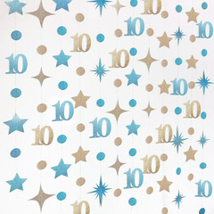 Champagne Gold Blue 10Th Birthday Decorations Number 10 Circle Dot Star Garland