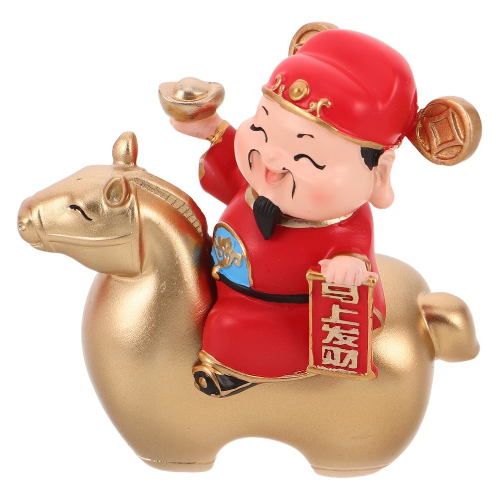 Housewarming Cai Shen Figurine Business Opening Statue Chinese New Year Decor