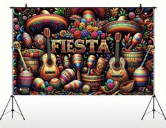 New~ Vibrant Colors Mexican Fiesta Party Decoration Fiesta Banner 71×43 inches