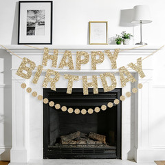 Happy Birthday Banner Pre-Strung Glitter Birthday Party Decorations NO DIY Happy
