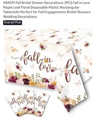 3 Pcs Fall in Love Tablecloths, Fall Bridal Shower Decorations Autumn Wine