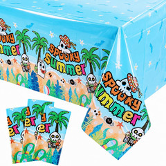 3 Pack Summer Halloween Decorations Plastic Tablecloth Tropical Gothic Halloween