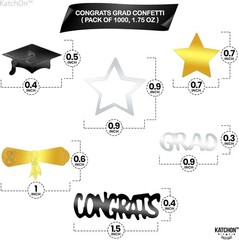 Graduation Decorations 2026 – Pack of 1000, Black and Gold Congrats Grad Grad…