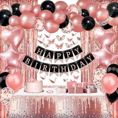 ZERODECO Birthday Party Decorations for Women, Rose Gold Black