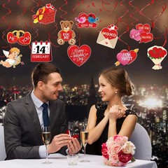 30 Pcs Valentine’s Day Hanging Swirl Party Decorations Foil Swirl Ceiling Decora