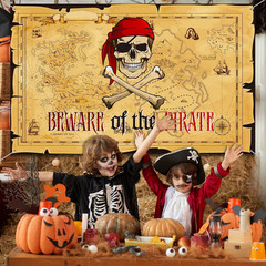 Pirate Party Backdrop Pirate Treasure Map Background Nautical Theme Wall Hanging