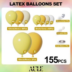 AULE Yellow Balloon Arch Kit 155Pcs Mustard Yellow White Balloons