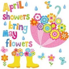 42Pcs April Showers Bring May Flowers Bulletin Board Decoration Kit Spring Fl…