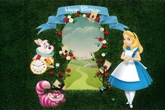 Alice in Wonderland Backdrop Tea Party Birthday Banner Decor Photo Background