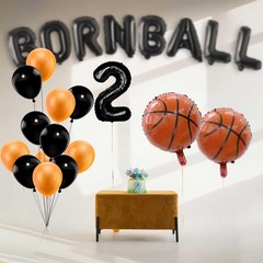 Born 2 Decorations – 23 Pcs Orange And Balck Basketball Party Letter Number F…