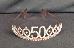 Stylish 50th Birthday Sash and Tiara Set in Rose Gold for Unforgettable Moments