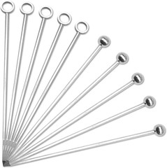 10 Pack Stainless Steel Cocktail Picks, Reusable Fruit Sticks Metal Martini