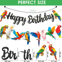 Parrot Birthday Party Banners – Tropical Bird Decoration Toucan Cutout for Hawai