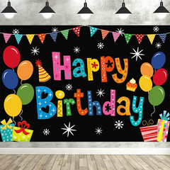Happy Birthday Backdrop Banner Birthday Decoration Yard Signs Background for Boy