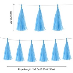 50Pcs Sky Blue Tassel Garland Banner with Rope