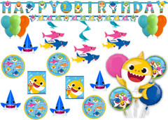 Baby Shark Birthday Party Decorations Balloons Add Age Banners Plates Bags Hats