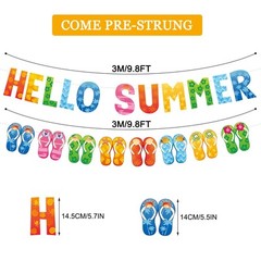 Hello Summer Colorful Flip Flop Banner Beach Pool Slippers Garland Decorations