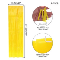 4 Pack 29×108 Inch Yellow Metallic Foil Fringe Tinsel Table Skirts