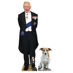 King Charles III and Jack Russell Dog Cardboard Cutouts Coronation Pack of 2