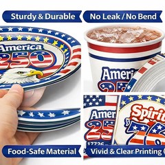 252 PCS 250th Anniversary USA Party Supplies – 1776–2026 Red, White, Blue
