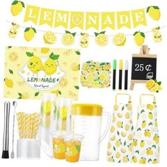 Lemonade Stand Supplies 100 Pcs Lemonade Cups with Lids and Straws Kids Lemon