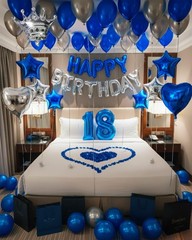 Happy Birthday for him Decorations with Metal Blue Silver Happy Birthday Star…