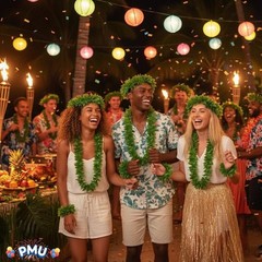 PMU 192 Pcs Luau Tropical Fern Leaf Lei Set Green – (48 Pack of 4)